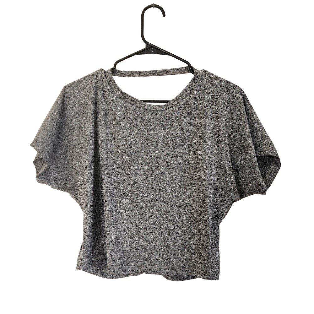 Athletic Heather Gray Cutout Back Dolman Sleeve Crop Top Athletic Workout